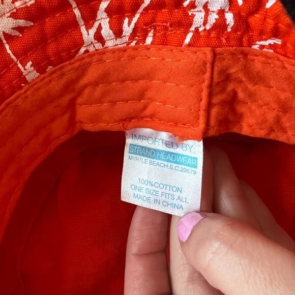 Orange Palm Tree Printed Bucket Hat - Picture 4 of 4
